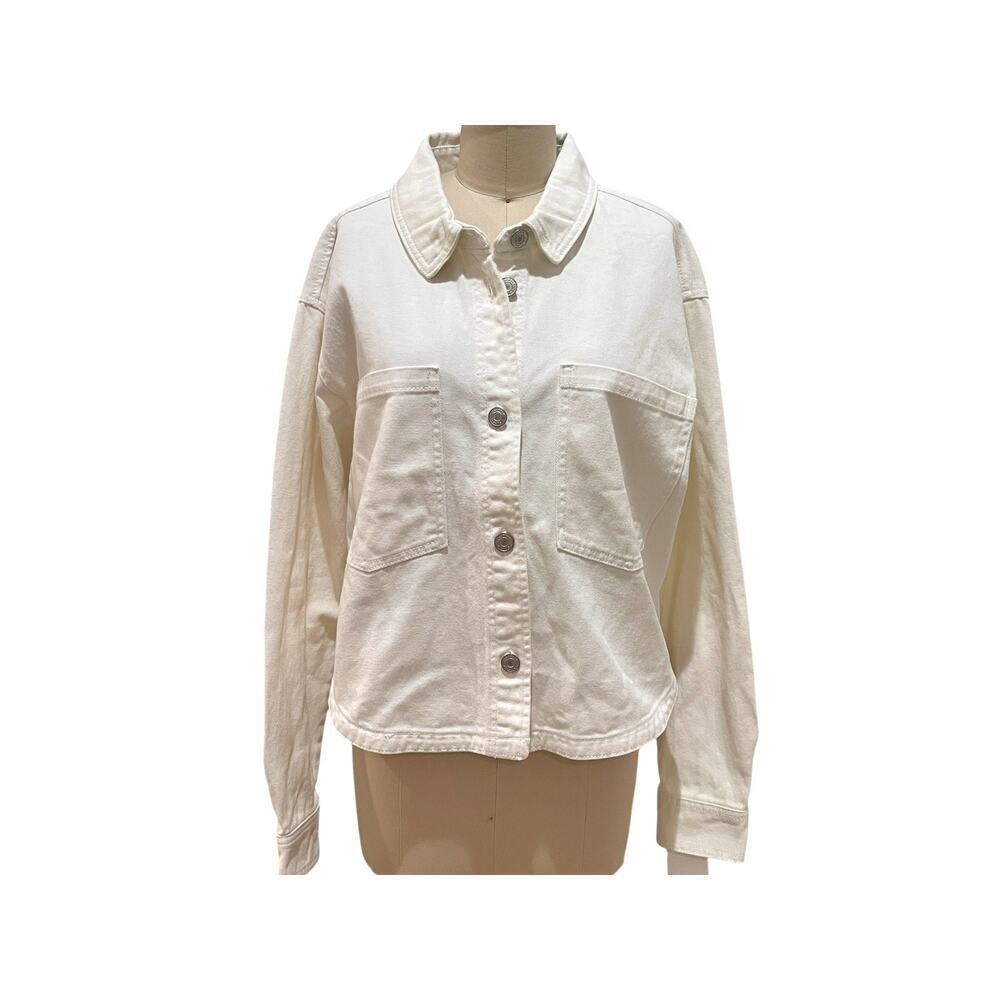 NWT Z Supply All Day Cropped Denim Jacket in Off White Size Large - Picture 4 of 12